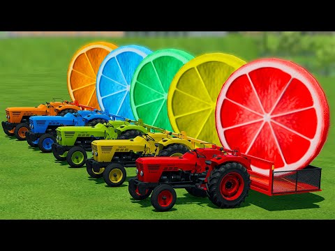LOAD AND TRANSPORT GIANT ORANGE SLICES WITH DEUTZ TRACTORS - Farming Simulator 22