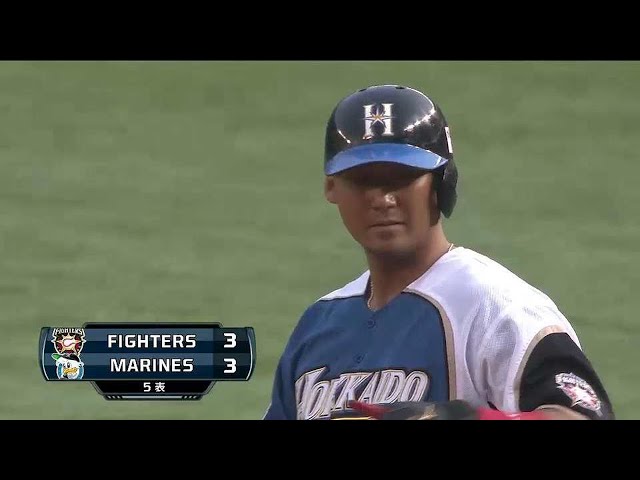 5回表 ファイターズ・中田が同点タイムリー!! 4試合連続打点と抜群の勝負強さ!! 2014/7/6 M-F