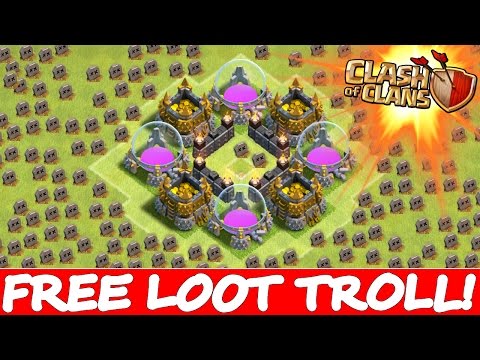 Clash Of Clans | EPIC FREE LOOT TROLL BASE! | TROLLING LEVEL 150+ ! | CoC Insane Defenses