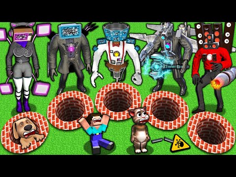 SECRET TUNNELS of CAMERA & TV MAN MECHA TITAN BOSSES vs SKIBIDI TOILET in MINECRAFT animation