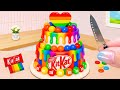 Amazing Melting Rainbow KITKAT Cake Step By Step Mini Rainbow Cake Decorating The Cake Corner