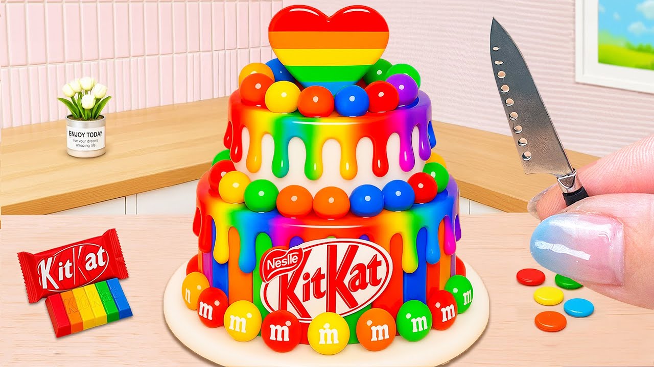 Amazing Melting Rainbow KITKAT Cake 🌈🍫 Step By Step Mini Rainbow Cake Decorating ✨ The Cake Corner