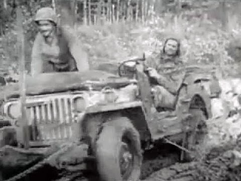 U.S. jeeps deal with mud in WWII