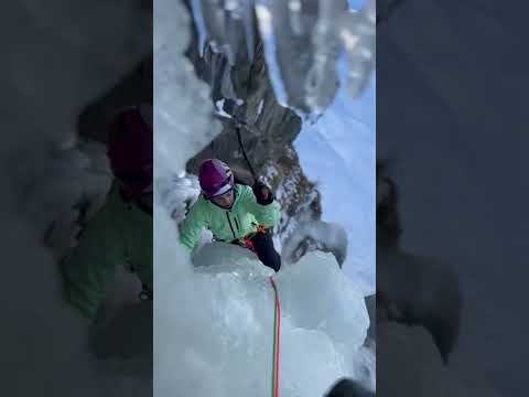 Ice climbing.