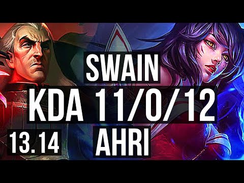 SWAIN vs AHRI (MID) | 11/0/12, Legendary, 400+ games | EUW Grandmaster | 13.14