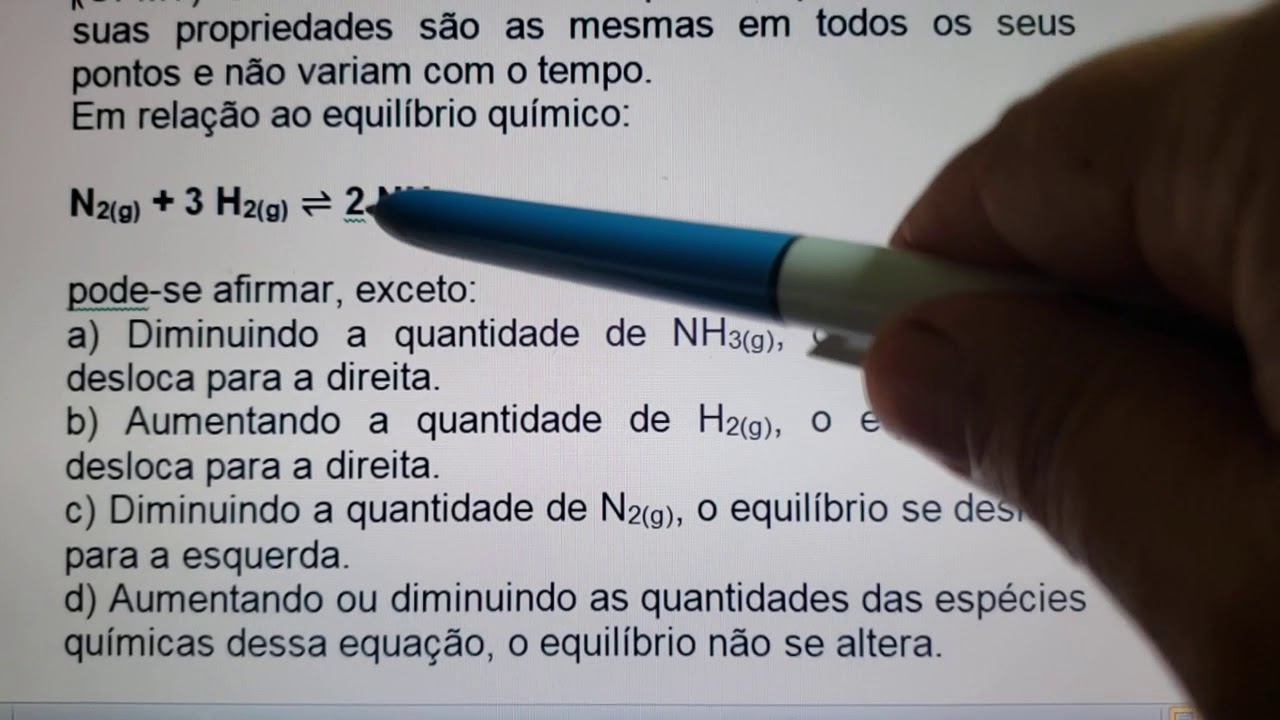 Exercícios de Revisão - Le Chatelier
