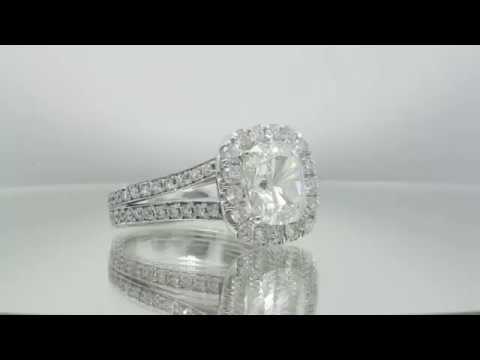 "Dream" Cushion Halo Split Shank Engagement Ring