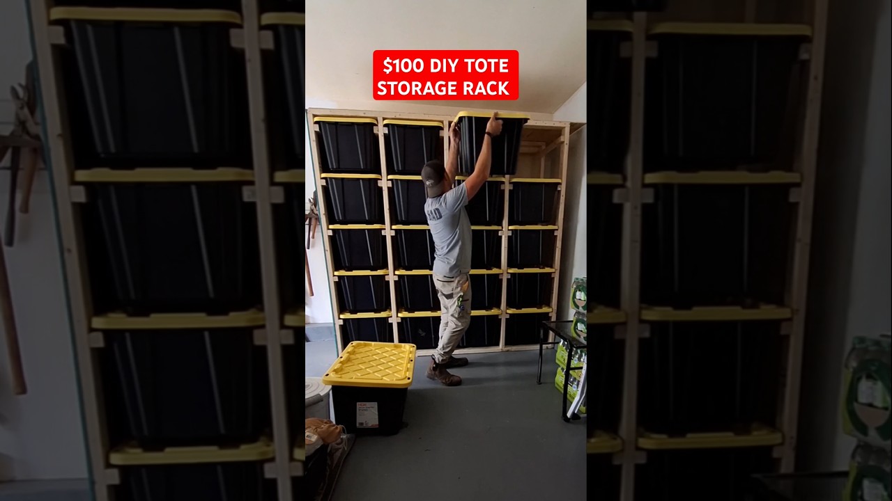 BUILD this Tote Storage Rack for  $100 #storage #storagesolutions #diyproject #homeorganization #diy
