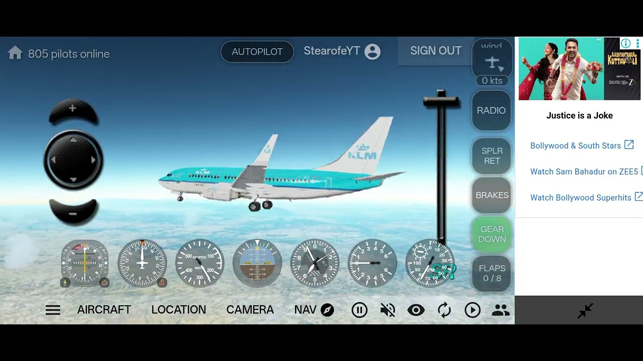 Fighter jet follows klm b737-700 in geofs