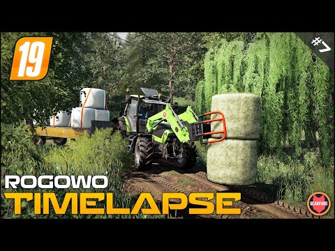 🇵🇱 Baling Silage And Hay, Stacking Bales, Spraying Herbicide ⭐ FS19 Rogowo Timelapse