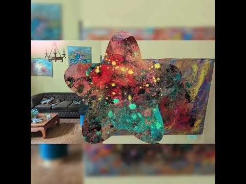 ein Bild mit 100 Gesichter je nach Licht einfallen. experimentelle Acrylmalerei Retro Technik