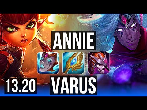 ANNIE vs VARUS (MID) | 13.0M mastery, 2700+ games, 5/3/12 | NA Master | 13.20
