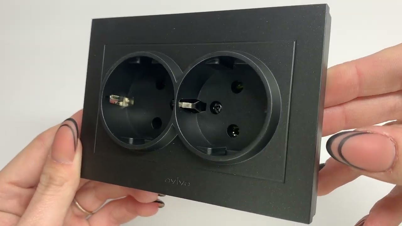 Розетка двомісна з/з OVIVO Grano чорний (400-170300-907)