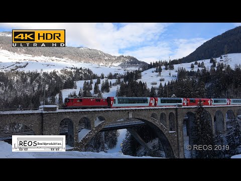 2019-01 [4K] RhB in Solis Tiefencastel Alvaneu Filisur - Alegra - Glacier Express - SUN and SNOW 4K!