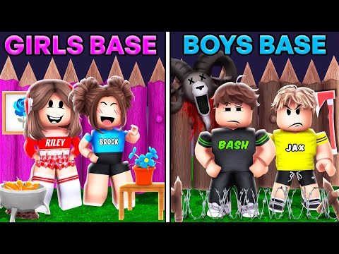 GIRL vs BOY Base In 99 Nights In The Forest!