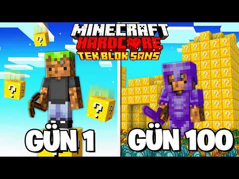 Tek ŞANS BLOĞUNDA 100 GÜN GEÇİRDİM | Minecraft Hardcore