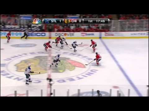 Jaden Schwartz wrist shot PPG 1-0 St. Louis Blues vs Chicago Blackhawks 4/6/14 NHL Hockey.