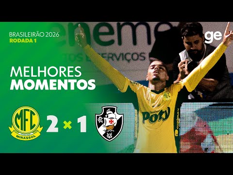 Gols e lances de Mirassol x Vasco da Gama