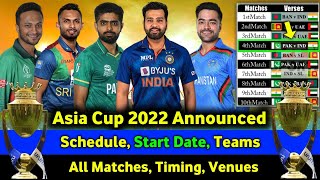 Asia Cup 2022 Schedule, Teams, Matches, Host Nation, Date & Time Announced by Asian Cricket Council