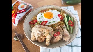 Indomie with Fried Chicken and Egg