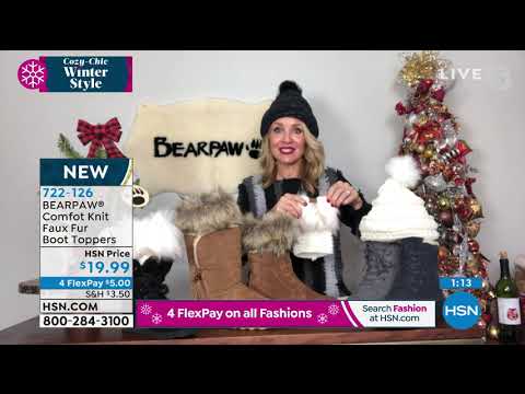 BEARPAW Comfort Knit Faux Fur Boot Toppers