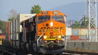 preview picture of video 'BNSF Train Action in Fullerton, CA. Mid Train DPU's, Endless Action, & More!'