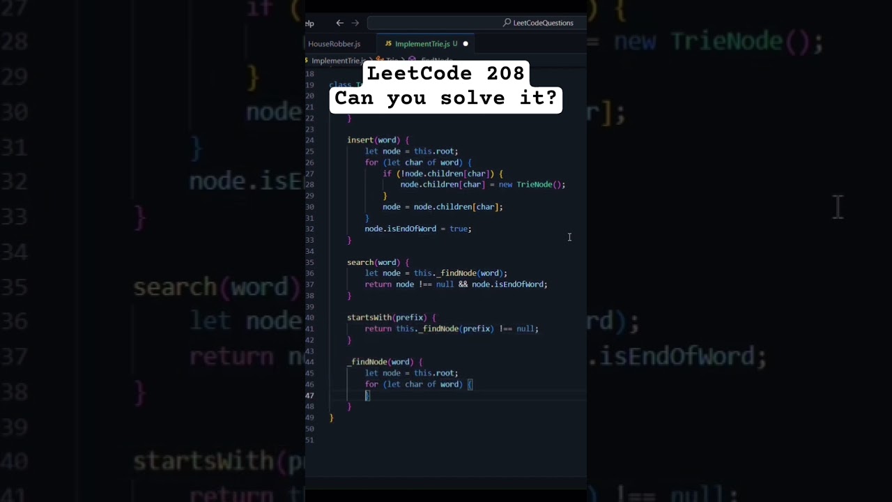 Solve Implement Trie (Prefix Tree)  LeetCode 208 | JavaScript solution #viral #coding