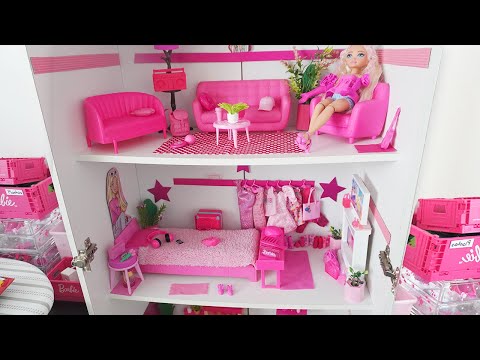 I'm building a PINK house for Barbie 🩷 with a living room, dining room, kitchen, and bathroom | D...