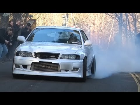 Modified Cars Leaving a Car Show - Jap VS German at Ockham Bites - December 2019