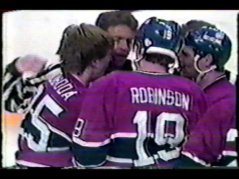 Kenny Linseman gouge's Petr Svoboda's eye 03-30-85