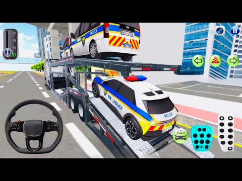 Double Decker Transport Trailer Truck | Police Cars Funny Driving Gameplay (Android & iOS)