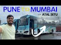 Pune To Mumbai Bus Journey In MSRTC E Shivneri AC Electric Bus Via ATAL SETU Traveller Bros