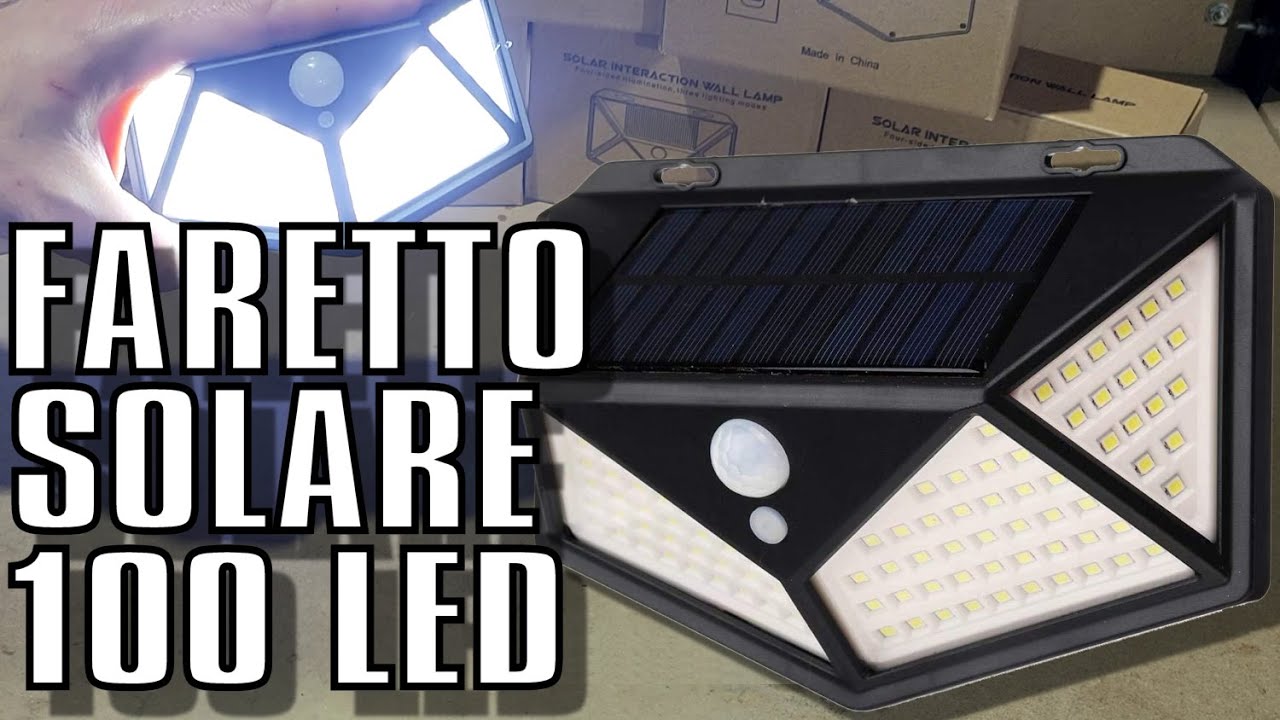 Luce 100 LED ricaricabile con Pannello Solare. Funziona 