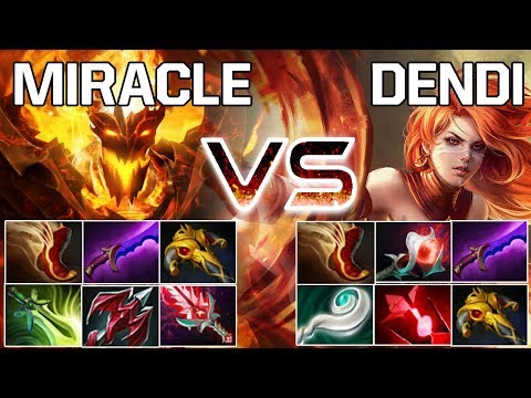 Miracle- SF vs Dendi Lina - EPIC Midlane Battle Dota 2 Allstars