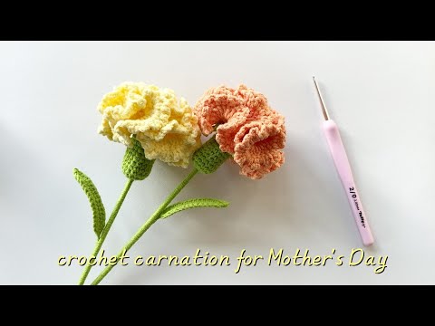 Crochet a carnation flower for Mother's Day, dedicated to our dearest mother, simple easy to learn