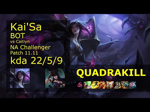Kai'Sa ADC vs Caitlyn - NA Challenger 22/5/9 Patch 11.11 Gameplay