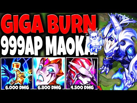 Meet the GIGA BURN MAOKAI BUILD: 4x Burn Effects + 999 AP + E = DEATH 💀🔥 LoL Top Maokai s13 Gameplay