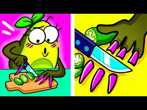 Short Nails vs Long Nails 💅 FUNNY Nail Problems & Hacks 😂 by Avocado Couple