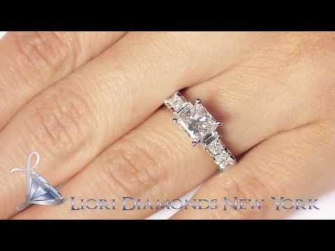 ER-1141 - 2.01 Carat G-SI1 Certified Princess Cut Diamond Engagement Ring 14k White Gold