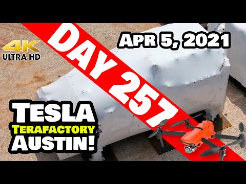 Tesla Gigafactory Austin 4K  Day 257 - 4/5/21 - 8,000 TON IDRA GIGA PRESS FOR CYBERTRUCK IS ON SITE!