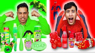 تحدي اكل يوم كامل بنفس لون ملابسنا ! ???? ???????? || part 1 ( الشطة بهدلتة ) ????????