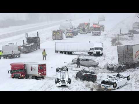 Chaos in Germany Today! Super Snow Ice Storm Causing Many Major Collision in Frankfurt