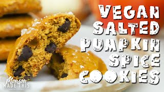 Easy Vegan Salted Pumpkin Spice Chocolate Chip Cookies 🎃