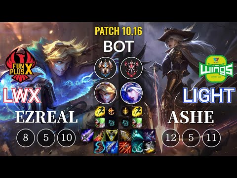 FPX Lwx Ezreal vs JAG Light Ashe Bot - KR Patch 10.16