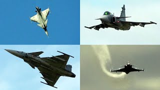 🇸🇪 Sexy SAAB Gripen Jets Flying Fast & Split-S Landing Maneuver  JAS-39E & JAS-39C