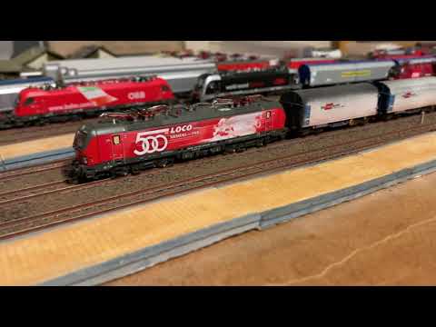 ÖBB N Spur Abfährt 1293.018 mit Stahlzug