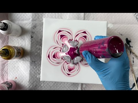 #93 Modified REVERSE FLOWER DIP using bottle bottom and ribbed paper towel - Fluid Art Tutorial