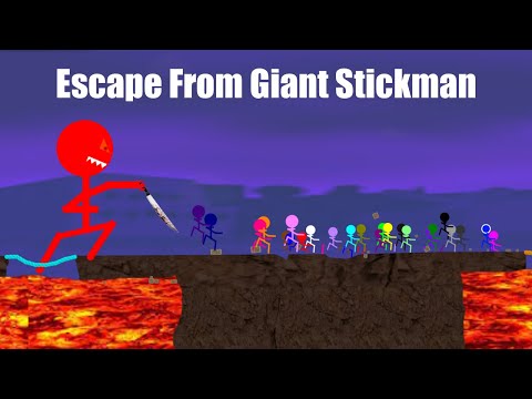 Escape From Giant Stickman - Survival Marble Race in Algodoo - Marble Stickman - Marble Race