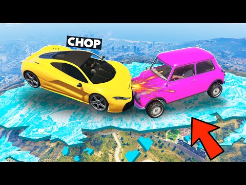 GTA 5 CHOP PUSHED ME INTO THE ICE WITH HIS CAR DERBY CHALLENGE