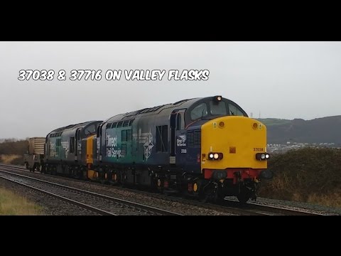 Prestatyn 22.3.2017 - DRS 37038 & 37716 on Valley flasks - Class 37